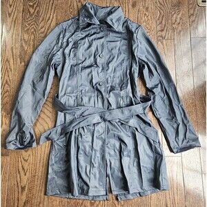 Vintage 90s Y2K Helium Outerwear Gray Windbreaker Long Jacket Size M